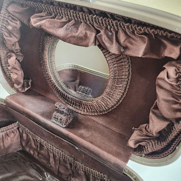 Vintage 50s 60s SKYWAY Luggage Train Cosmetic Case Mid Century Pinup Glam Travel - Picture 8 of 13